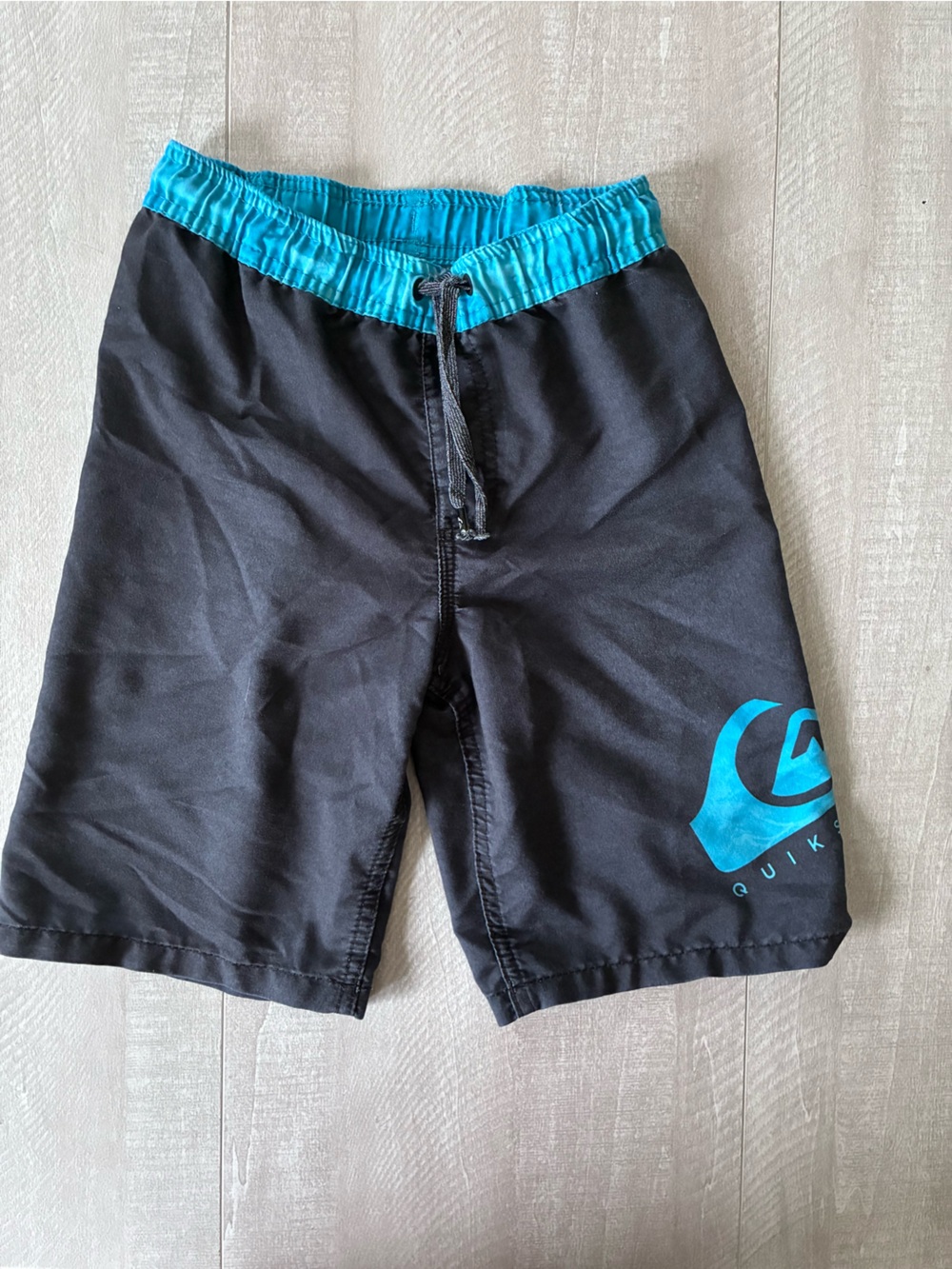 Quiksilver Black Swim Shorts with Teal Waistband and Logo